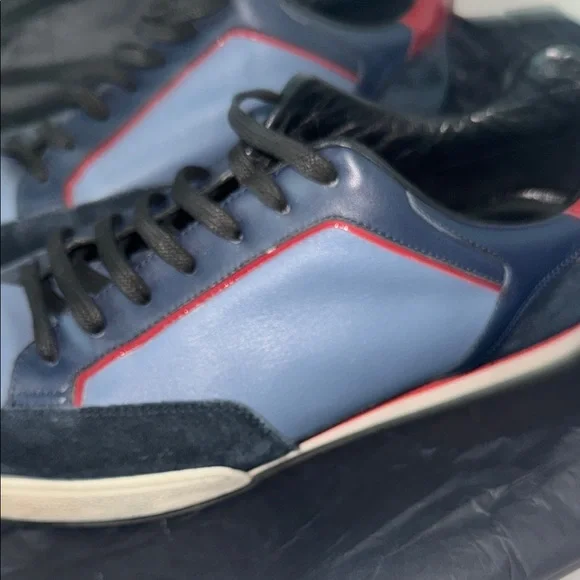 Men's Blue and Red Leather Sneakers NWT - Picture 7 of 8